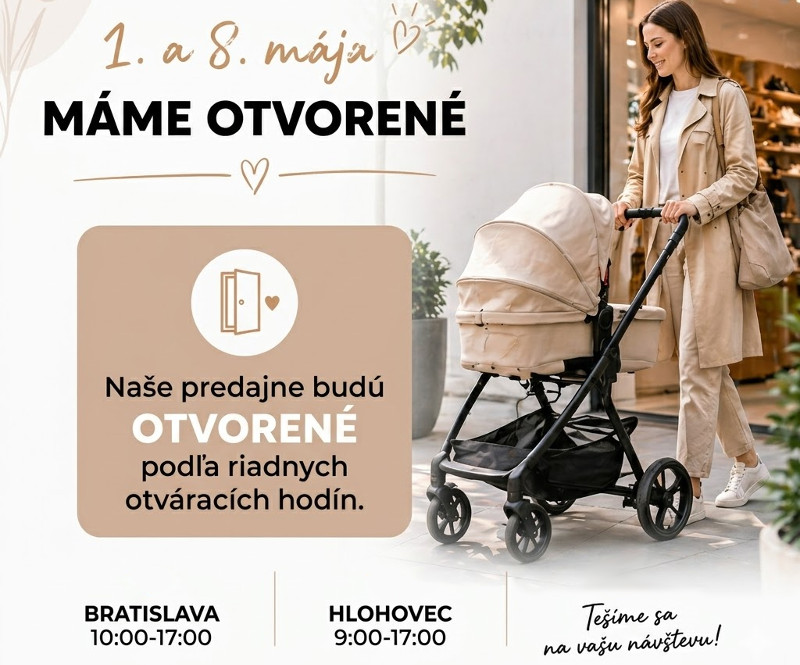 1. a 8. mája máme otvorené predajne v Hlohovci aj v Bratislave