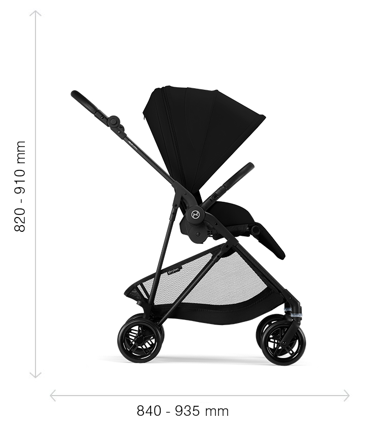 cybex Melio Carbon - rozmery rozložený