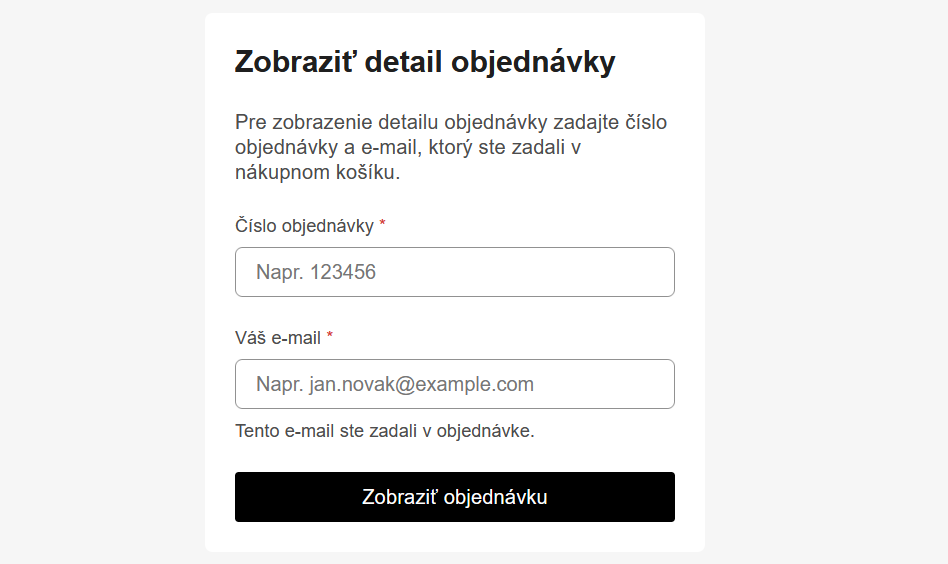 Časť "Moja objednávka"