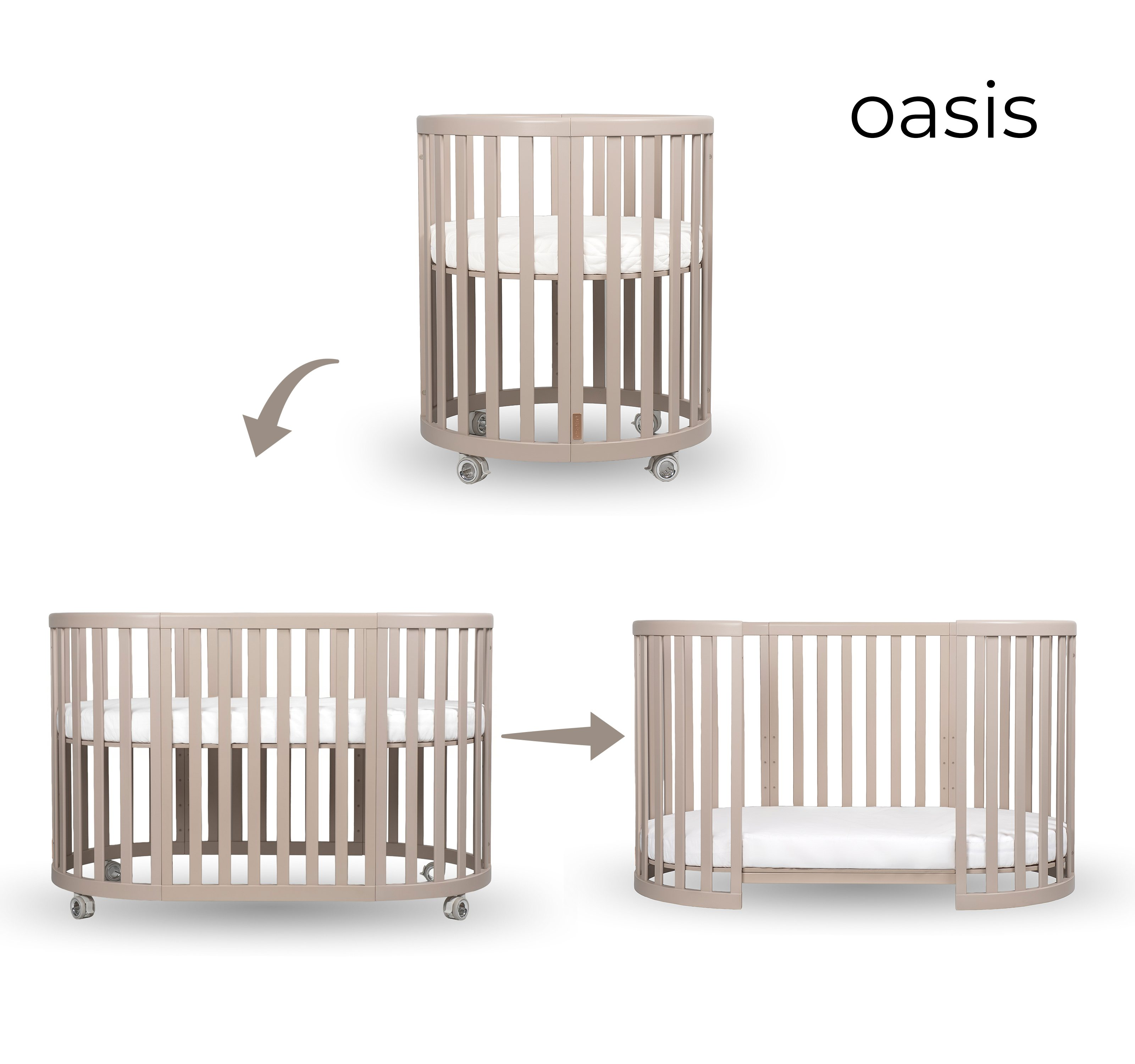 Espiro Rastúca postieľka 3v1 Oasis s matracmi