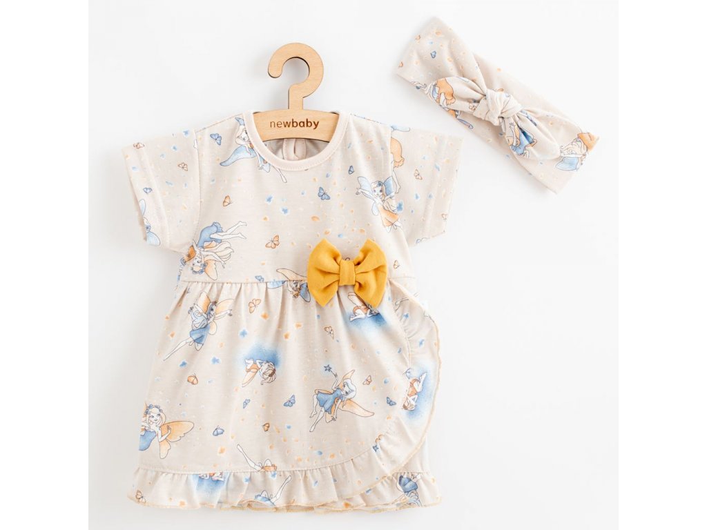 Dojčenské bavlnené šatôčky s čelenkou New Baby Víla, 56 (0-3m) - 50810