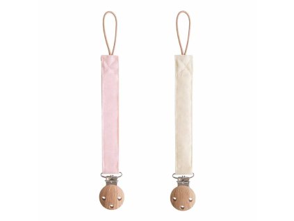 Linen Pacifier Clip 2Pack Blush Cream p