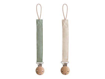 Linen Pacifier Clip 2Pack Olive Shifting Sand p