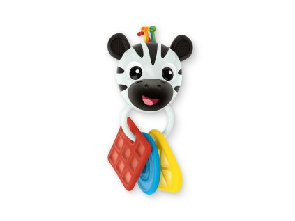 BABY EINSTEIN Hryzačka s hrkálkou zebra Zen™ Shake-a-Shape bez BPA 0m+