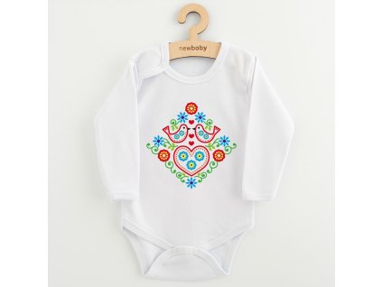 Detské body s potlačou New Baby Ľudový vzor vtáčiky, 68 (4-6m) - 57380