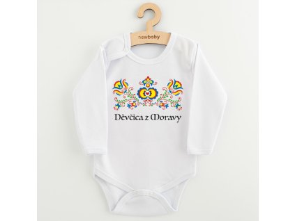 Detské body s potlačou New Baby Ľudový vzor Děvčica z Moravy, 56 (0-3m) - 57384