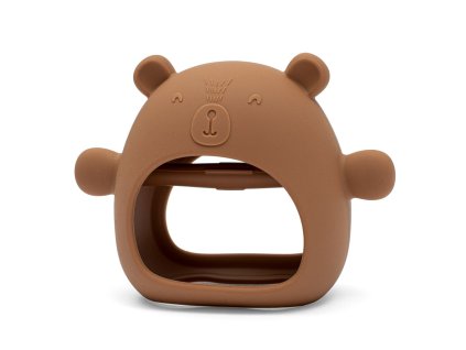 Silikónové hryzátko na ruku macko New Baby karamelovo hnedá - 56981