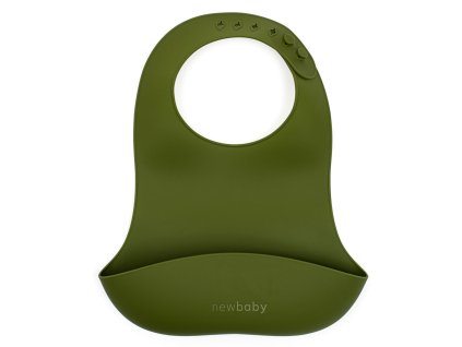 Silikónový podbradník New Baby olivovo zelený - 56984