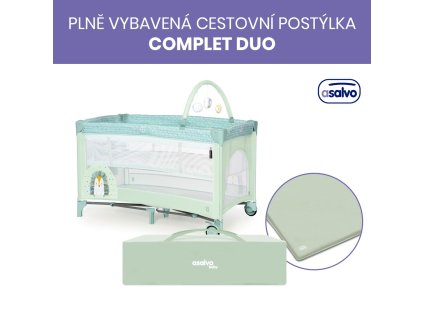 Asalvo COMPLET DUO cestovná postieľka (závesné lôžko, hrací oblúk), hedgehog