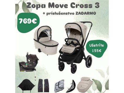 Set kočík Move Cross 3 + kompletné príslušenstvo, Ivory Beige