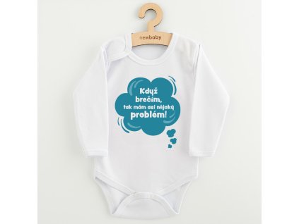 Detské body s potlačou New Baby Když brečím, tak mám asi nějaký problém! modrá, 56 (0-3m) - 57733