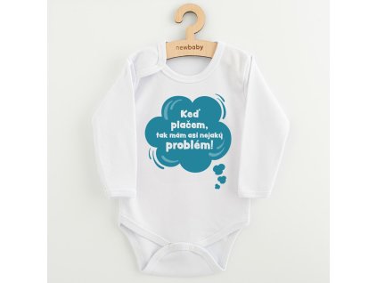 Detské body s potlačou New Baby Keď plačem, tak mám asi nejaký problém! modrá, 80 (9-12m) - 57755