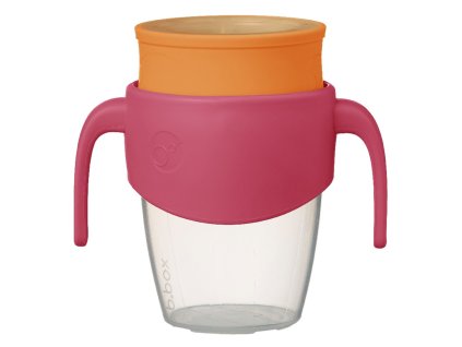 360° netekúci učiaci hrnček 250 ml - ružová/oranžová