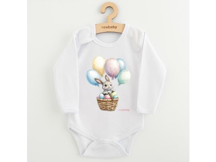 Detské body s potlačou New Baby Králiček s balónikmi, 74 (6-9m) - 57795