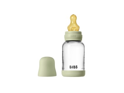 BIBS antikoliková sklenená fľaša s kaučukovým cumlíkom 120ml,Sage