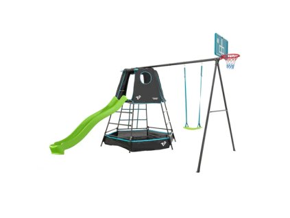 870S5 TP Toys Preliezačka Explorer a zvlnená šmykľavka, hojdačka a basketbalový kôš