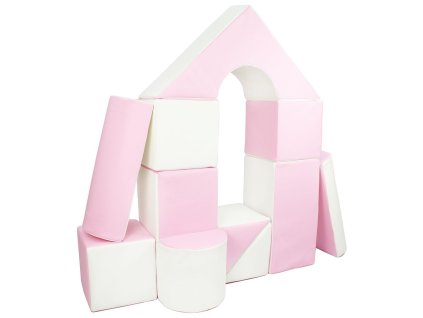 Penové kocky-obria stavebnica 11 ks white-pink - 58462