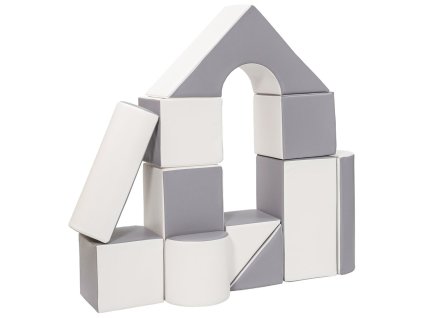 Penové kocky-obria stavebnica 11 ks white-grey - 58469