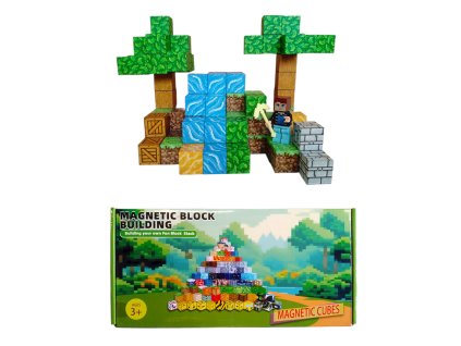 MSTB2100A magneticka stavebnice minecraft stromy a vodopad s postavickou 101ks