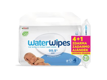4x WATERWIPES Obrúsky vlhčené bez obsahu plastov 60 ks ( 240 ks ) + Hydrating clean obrúsky 60 ks ZA