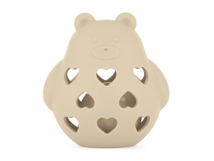 PETITE&MARS Hračka silikónová s hrkálkou Bear Basil Desert Sand 0m+