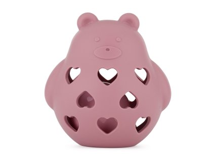 PETITE&MARS Hračka silikónová s hrkálkou Bear Basil Dusty Rose 0m+