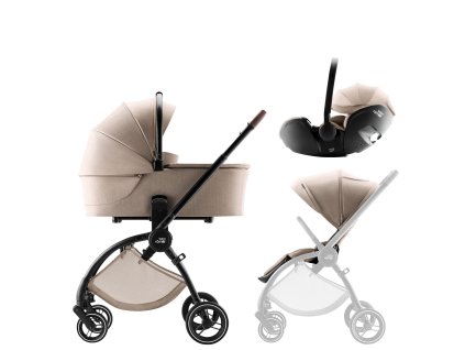 Sada kočíka Rio + hlboká vanička + autosedačka Baby-Safe PRO Style, Teak