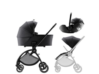 Sada kočíka Rio + hlboká vanička + autosedačka Baby-Safe PRO Style, Carbon Black