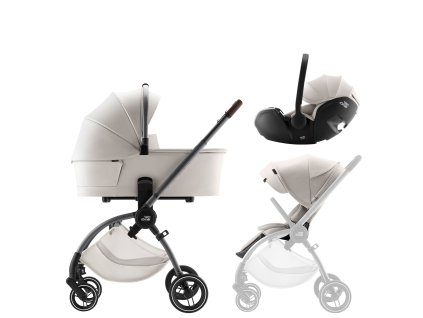 Sada kočíka Rio + hlboká vanička + autosedačka Baby-Safe PRO Lux, Soft Taupe