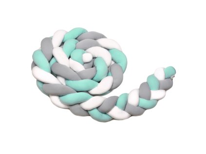 T-TOMI Pletený mantinel 180 cm White + Grey + Mint