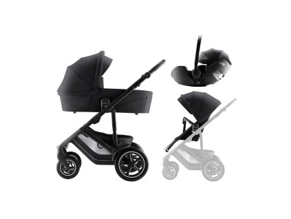 Sada kočíka Smile 5Z + hlboká vanička + autosedačka Baby-Safe PRO Style, Carbon Black