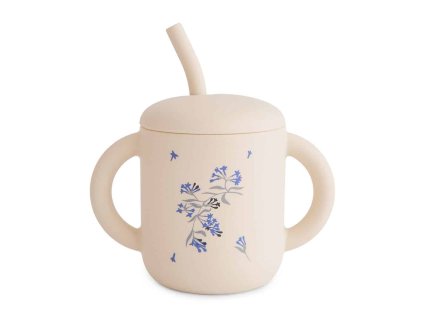 Silicone Training Cup and Straw Lilac Flowers p