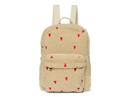 STUDIO NOOS - Teddy Midi BACKPACK - batôžtek s predným vreckom | Ecru Hearts