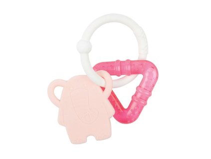 NATTOU Hryzačka silikónová s chladiacou časťou bez BPA ružový sloník