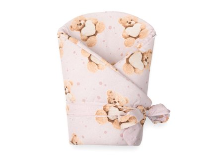 Detská zavinovačka New Baby Love Teddy bear 80x80 cm pink - 59209