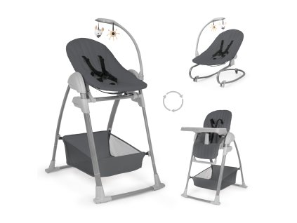 Hauck Jedálenský Set Sit N Relax 3v1 (stolička, sedátko, kresielko), Dark Grey