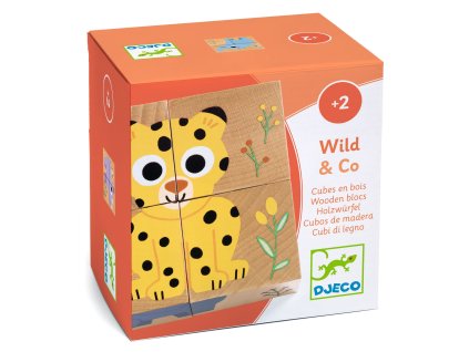 Drevené puzzle kocky Kamaráti z divočiny