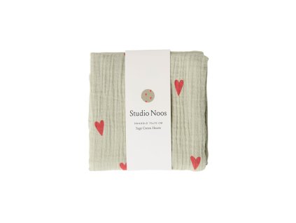 STUDIO NOOS - SWADDLE ZAVINOVAČKA Print Medium | Green Hearts