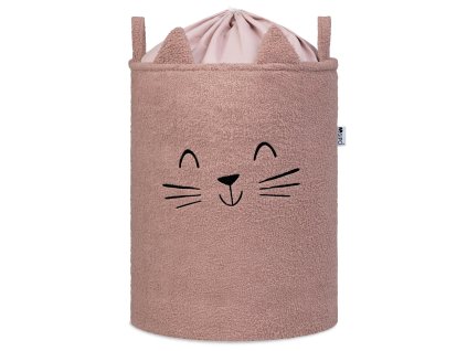 Sipo Kôš na hračky Premium Bouclé so šnúrkou / 43 l, Cat (Pink)