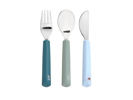 LÄSSIG Cutlery with Silicone Handle 3pcs Tiny Team dog