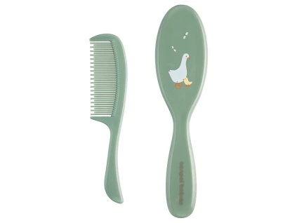 Canpol babies Jemná detská kefa a hrebeň GOOSE zelená
