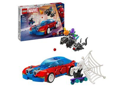 Spider-Manovo pretekárske auto a Venomov Zelený goblin