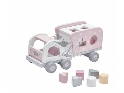 Kids Concept Nákladiak s kockami drevený Pink TOTÁLNY VÝPREDAJ