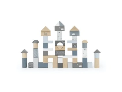 label label drevene kostky 50 ks modre