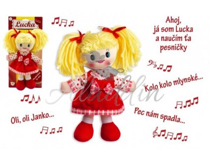 Teddies Bábika Lucka handrová plyš 30 cm slovenský spievajúci na karte 0+ 00514108