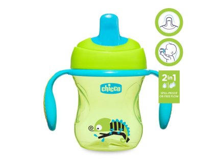 CHICCO Hrnček Training s držadlami 200 ml zelený 6m+
