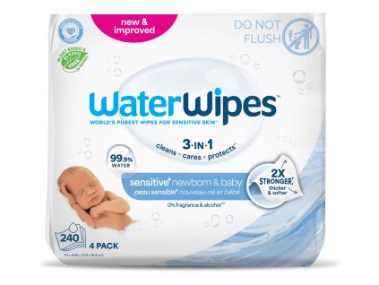 4x WATERWIPES Vlhčené obrúsky bez obsahu plastov 60 ks ( 240 ks )