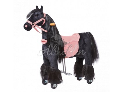 Mechanický jazdiaci kôň Ponnie Ebony M s ružovým sedlom H404P