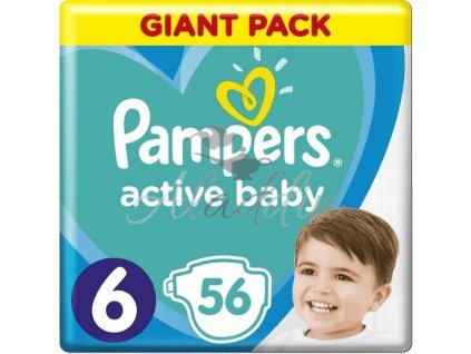 Plienky Active Baby 6 EXTRA LARGE 16kg+ 56ks Pampers