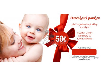 Aladdin Darčeková poukážka 50€ pre nákup v PREDAJNI varianta:pre nákup v predajni
